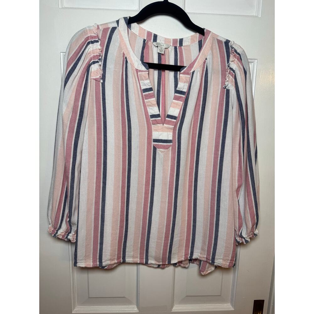 Est. 1946 Women Stripe blouse Pink blue white Size S